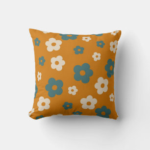 Cojín Decorativo Patrón de flor hippie azul precoz