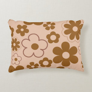 Cojín Decorativo Patrón de flor hippie de otoño retro y 2K marrón