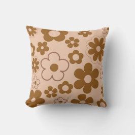 Cojín Decorativo Patrón de flor hippie de otoño retro y 2K marrón