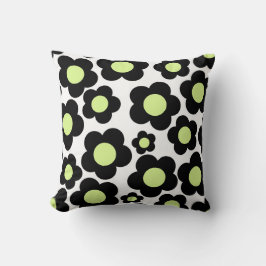 Cojín Decorativo Patrón de flor hippie verde neonatal precoz