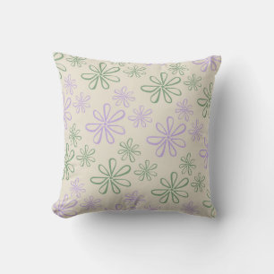Cojín Decorativo Patrón de flor pequeño verde púrpura retro