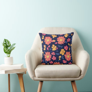 Cojín Decorativo Patrón de flor retro