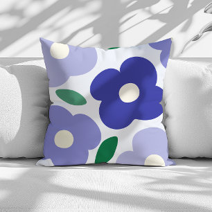 Cojín Decorativo Patrón de flor retro del abstracto azul de lavanda