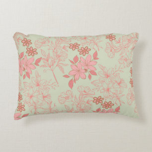 Cojín Decorativo Patrón de flor retro verde rosa Y2K 70s