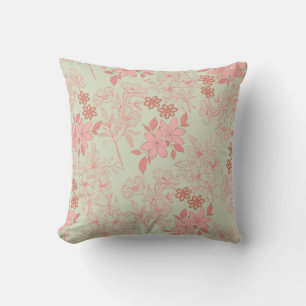 Cojín Decorativo Patrón de flor retro Y2K verde rosa 70s