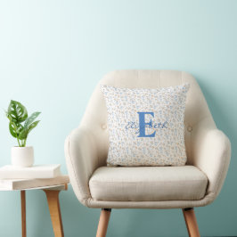 Cojín Decorativo Patrón de flor silvestre boho de monograma persona