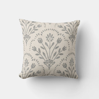 Cojín Decorativo Patrón de Floral de Concha de Carbón y Beige Suave