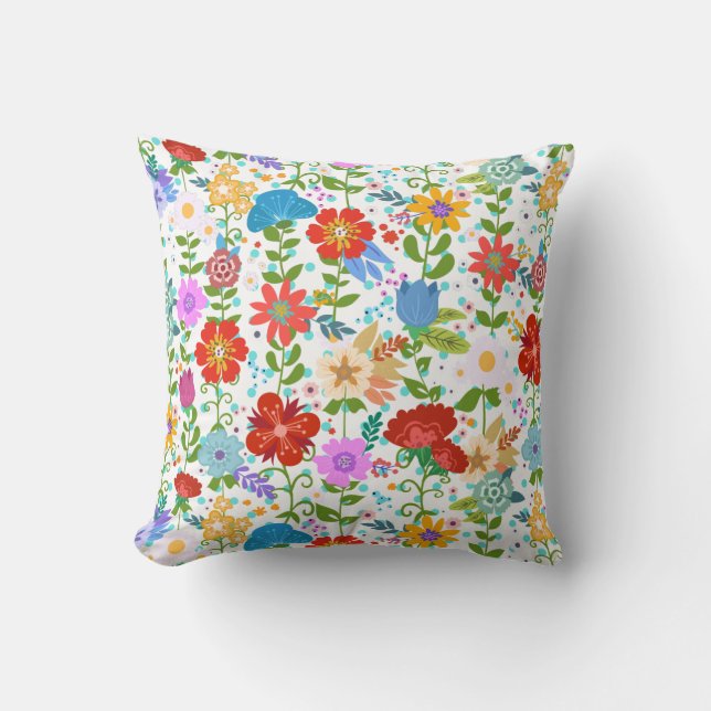 Cojín Decorativo Patrón de flores (Anverso)