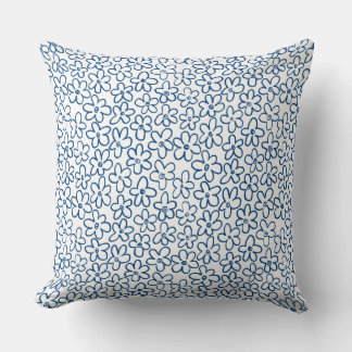 Cojín Decorativo Patrón de flores 080821 - Azul y blanco índigo
