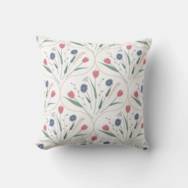 Cojín Decorativo patrón de flores adorables (Anverso)