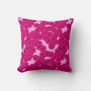 Cojín Decorativo Patrón de flores Art Deco - magenta sobre rosa