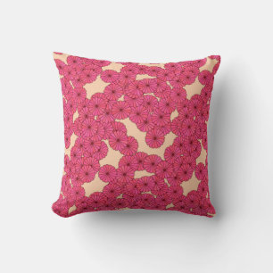 Cojín Decorativo Patrón de flores Art Deco - rosa profundo y meloco