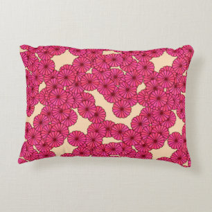 Cojín Decorativo Patrón de flores Art Deco - rosa profundo y meloco