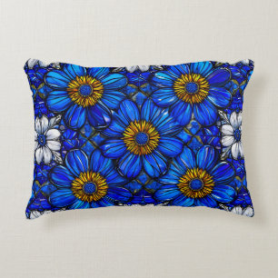 Cojín Decorativo patrón de flores azules