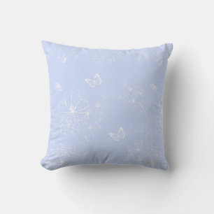 Cojín Decorativo Patrón de flores azules claras, floral, Minimalist