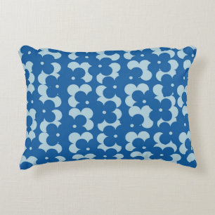 Cojín Decorativo Patrón de flores azules de medio siglo