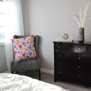 COJÍN DECORATIVO PATRÓN DE FLORES COLORIDOS ELEGANTES