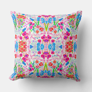 Cojín Decorativo Patrón de flores de acuarela coloridas lindas