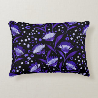 Cojín Decorativo Patrón de flores de canal de color de agua abstrac