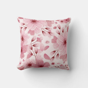 Cojín Decorativo Patrón de flores de cerezo rosado pastel