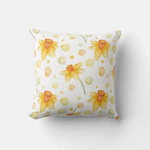 Cojín Decorativo Patrón de flores de Daffodil amarillo primavera Co