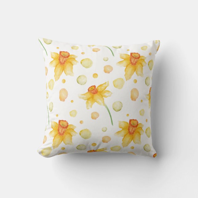 Cojín Decorativo Patrón de flores de Daffodil amarillo primavera Co (Anverso)