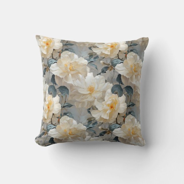 Cojín Decorativo Patrón de flores de Gardenia (Anverso)