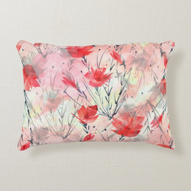 Cojín Decorativo Patrón de flores de hierbas de plantas acuáticas (Anverso)