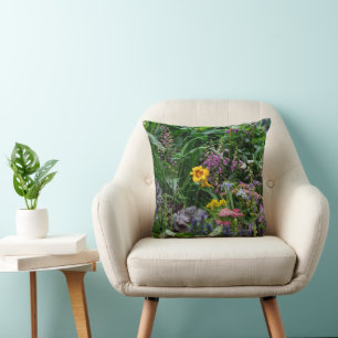 Cojín Decorativo Patrón de flores de jardín de verano vibrante de f
