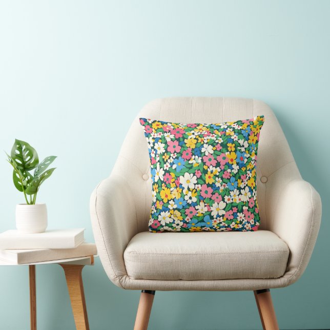 Cojín Decorativo Patrón de flores de primavera pequeñas (Silla)