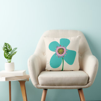 Cojín Decorativo Patrón de flores de verano lindas margaritas azul 