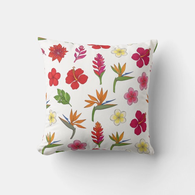 Cojín Decorativo Patrón de flores - Diseño botánico exótico (Anverso)