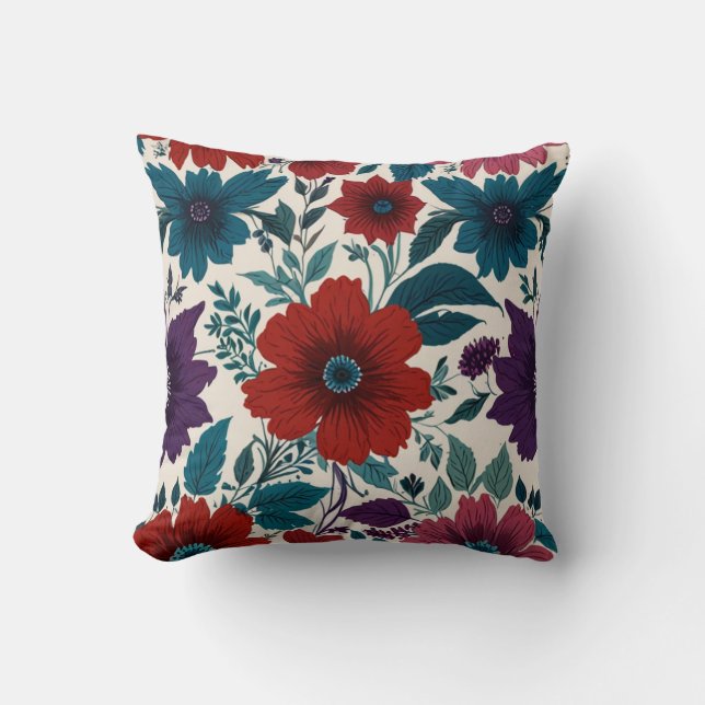 Cojín Decorativo Patrón de flores elegantes (Anverso)