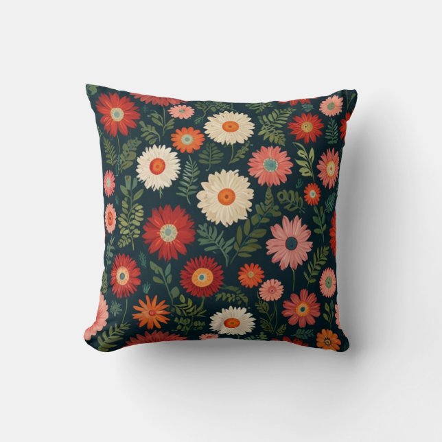 Cojín Decorativo Patrón de flores elegantes (Anverso)