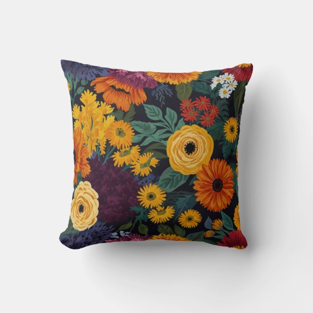 Cojín Decorativo Patrón de flores elegantes (Anverso)