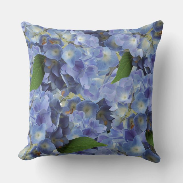 Cojín Decorativo patrón de flores en azul (Anverso)