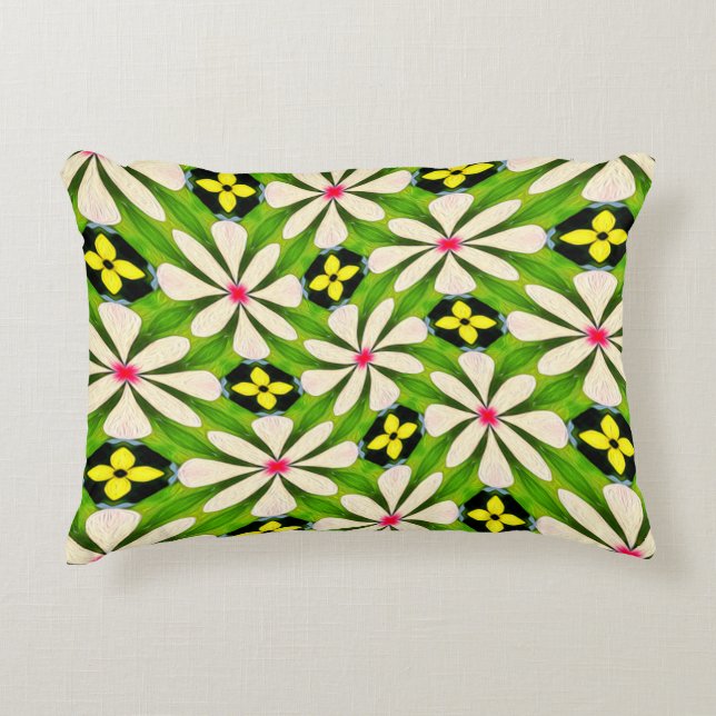 Cojín Decorativo Patrón de flores estéticas (Anverso)