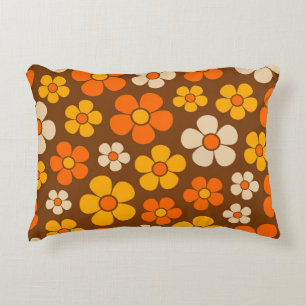 Cojín Decorativo Patrón de flores estilo retro de los años 60
