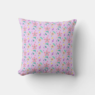 Cojín Decorativo Patrón de flores pastel – Diseño floral acuarela l