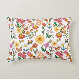 Cojín Decorativo Patrón de flores psicodélicas x4