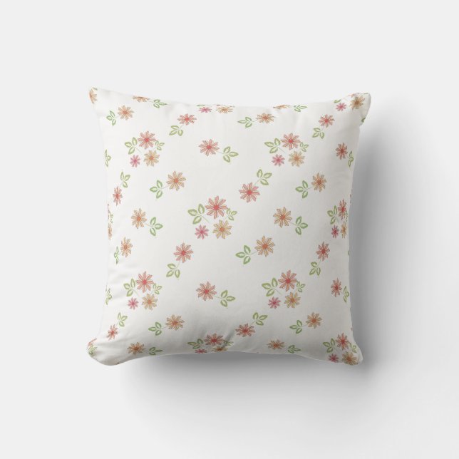 Cojín Decorativo Patrón de flores retro. (Anverso)