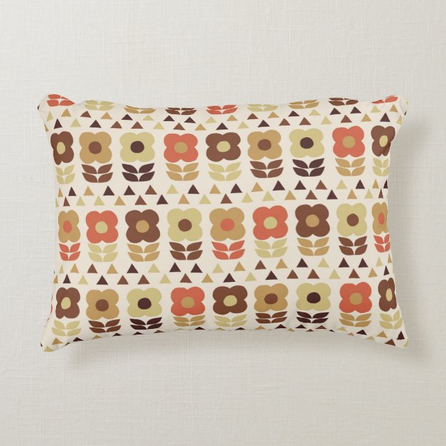 Cojín Decorativo Patrón de flores retro (Anverso)