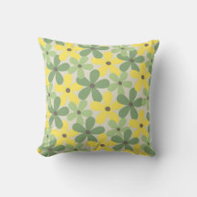Patrón de flores retro verde amarillo Y2K 70s