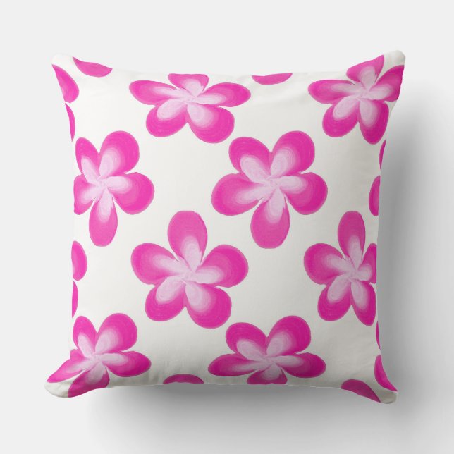 Cojín Decorativo Patrón de flores rosadas calientes (Anverso)