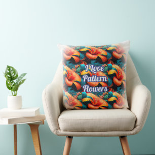 Cojín Decorativo Patrón de flores rosadas de salmón