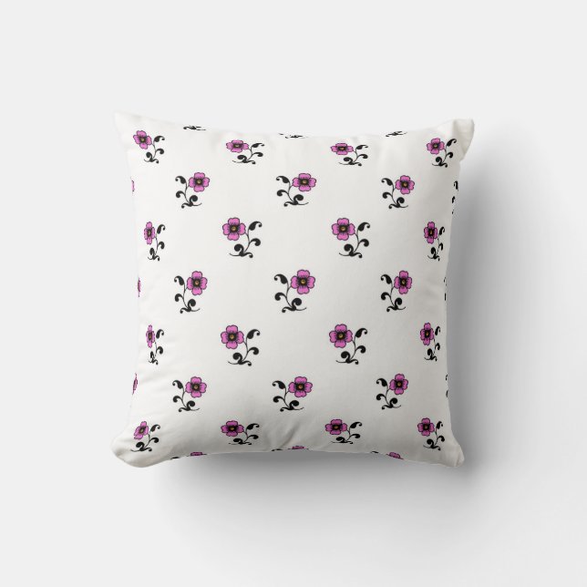 Cojín Decorativo Patrón de flores rosadas dulces (Anverso)