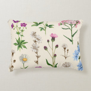 Cojín Decorativo Patrón de flores silvestres acuáticas.