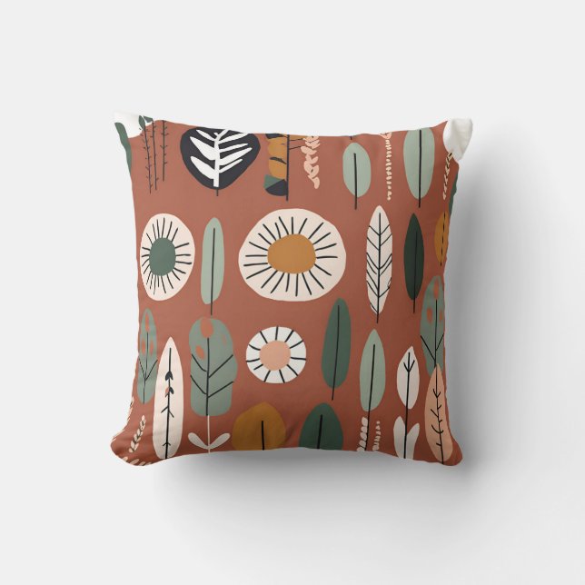 Cojín Decorativo Patrón de flores silvestres de Terracotta Primaver (Anverso)