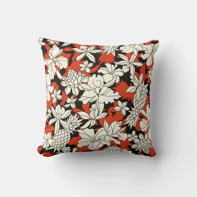Cojín Decorativo Patrón de flores tropicales (Anverso)