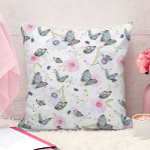 patrón de flores y mariposas rosas y azules